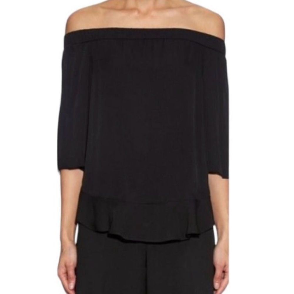 Rebecca Taylor Tiered Off-the-Shoulder Georgette Silk Top